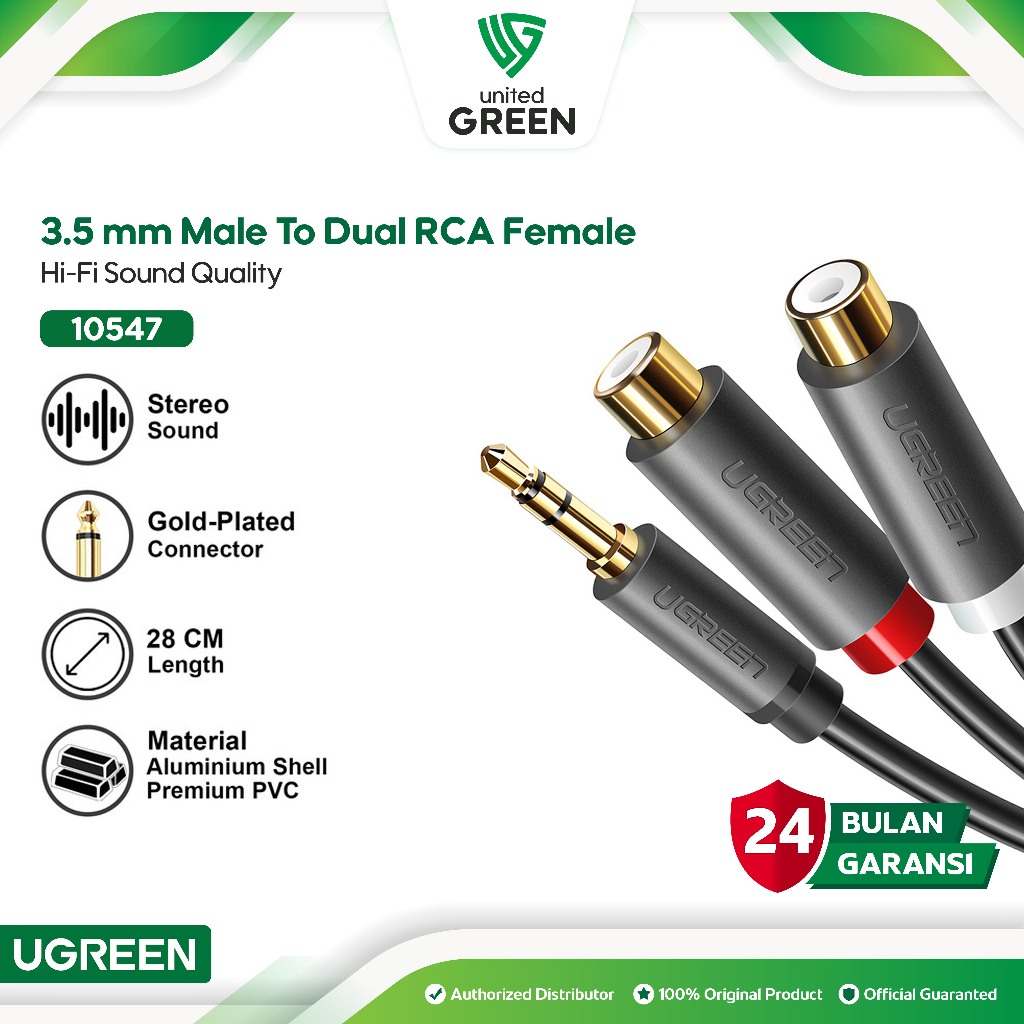 Jual UGREEN Kabel Aux Audio 3.5mm To 2 RCA Splitter Audio Jack RCA ...