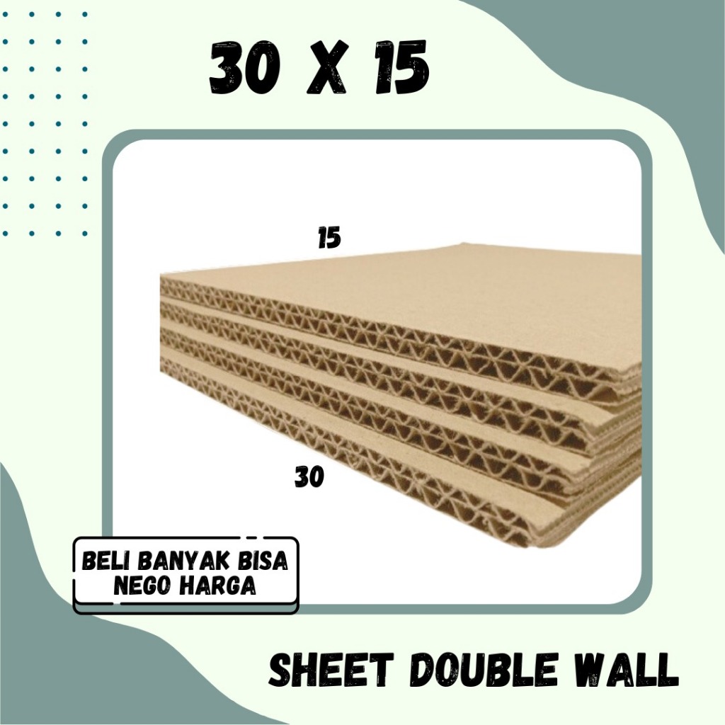 Jual Sheet 30x15 / 20x15 Kardus Lembaran Polos Double wall Packing ...