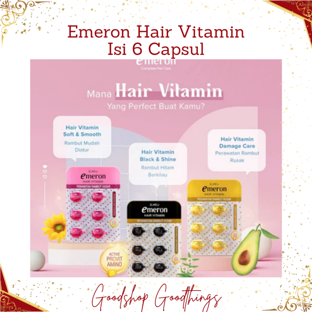 Jual Emeron Hair Vitamin Isi 6 Capsul / Black & Shine / Damage ...