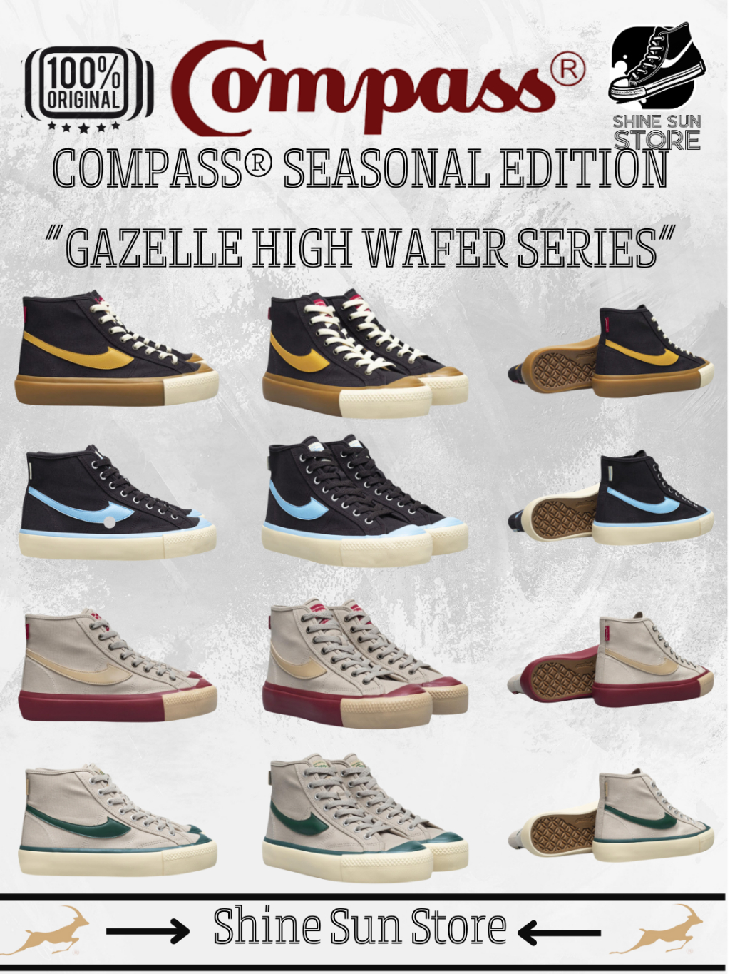 Jual [ORIGINAL] Sepatu Compass Gazelle High Caramel // Choco Ice ...