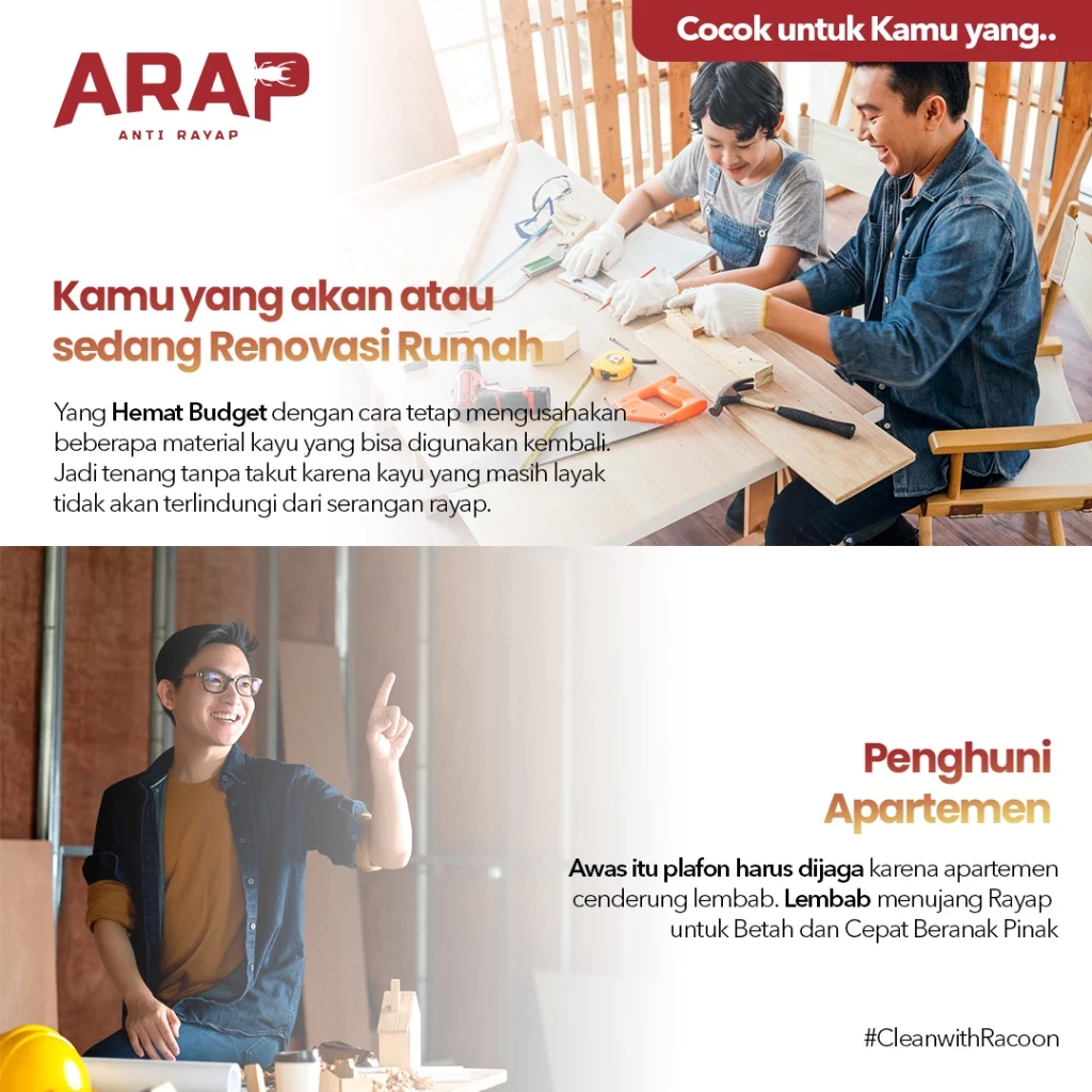 Cara membasmi rayap di lemari kayu menggunakan semprotan Racoon ARAP