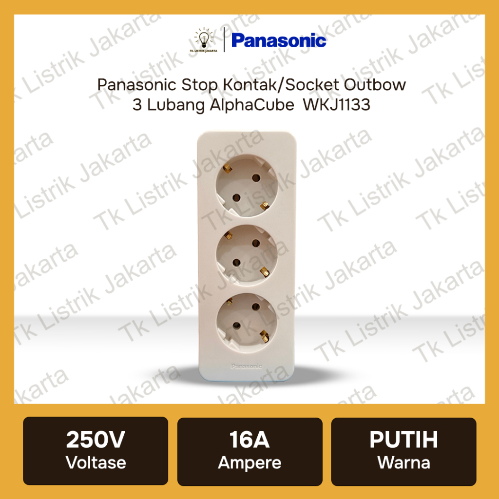 Jual Stop Kontak Socket Outbow Panasonic WKJ1133 3 Lubang AlphaCube ...