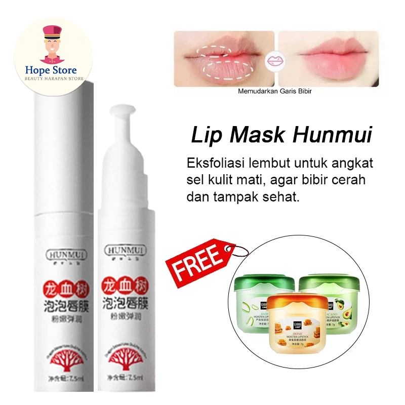 Treatment Bibir Hunmui Lip Scrub Melembabkan Bibir Pecah FREE Lip Balm | AutoStock