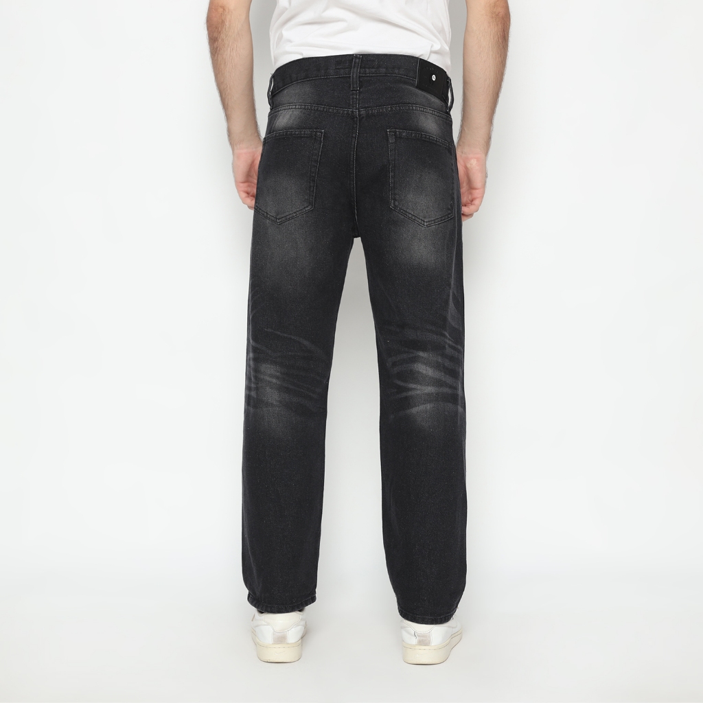 Jual Trondheim Celana Jeans Denim Regular Loose Fit Slava Hitam ...