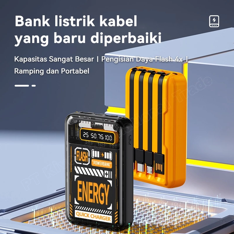 KIVEE Powerbank min Portable Fast Charging LCD 10000 mAh with Kabel data asli