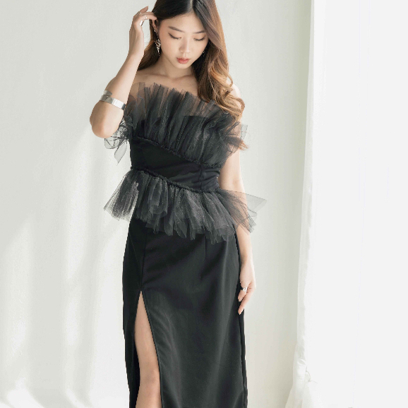 Jual KLEITA OFFICIAL - SASHA DRESS - Pakaian Wanita | Dress Hitam Tulle ...