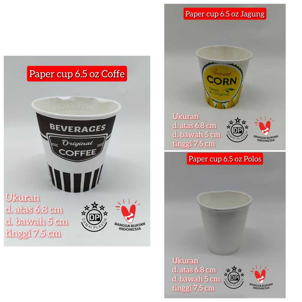 Jual GELAS Kertas Paper cup 6,5 OZ POLOS Jagung JASUKE POP SWEET CORN ...