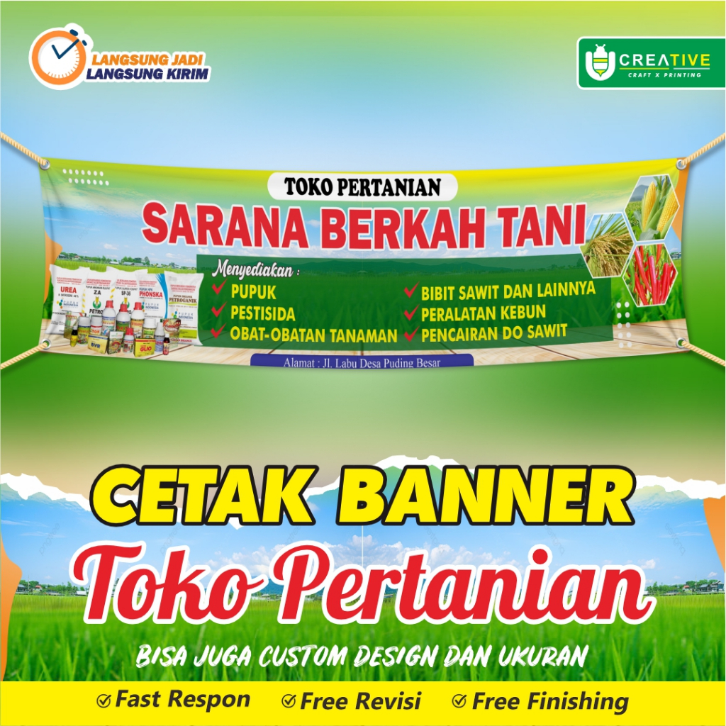 Jual Cetak Banner Spanduk Toko Pertanian Obat Tani Pupuk Fast Respon Free Revisi Free