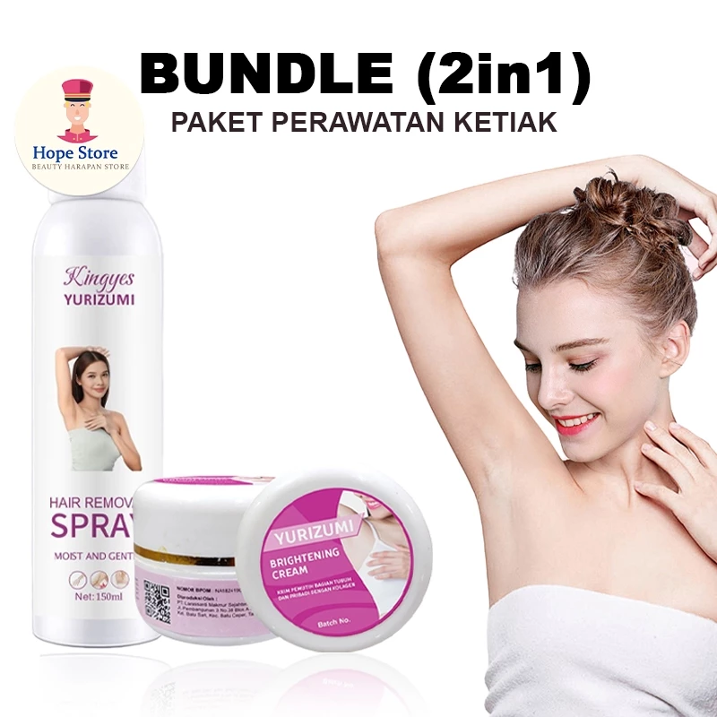 PAKET 2in1 - Yurizumi Kingyes Spray Perontok Bulu & Yurizumi Brightening Cream Pencerah Area Lipatan | AutoStock