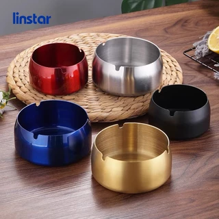linstar - Asbak Stainless Steel 8cm&10cm Tebal Bulat 3 Lubang Anti Karat Awet/menebalkan/meninggikan