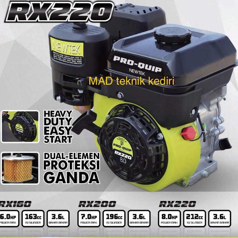 Jual Mesin penggerak Bensin 8 HP Proquip RX-220 + pully mesin dan ...