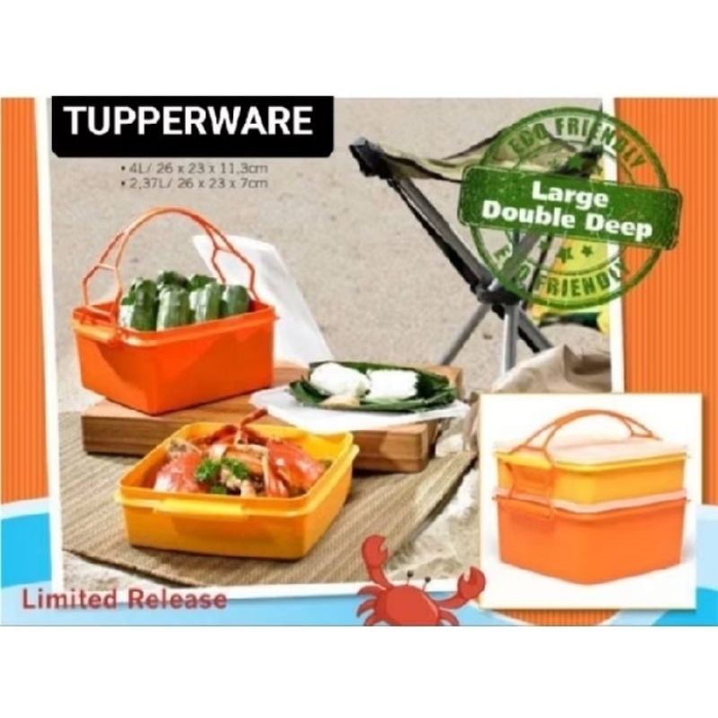 Jual Tupperware Large Double Deep / Tempat makanan Rantang 2 Susun 4L ...