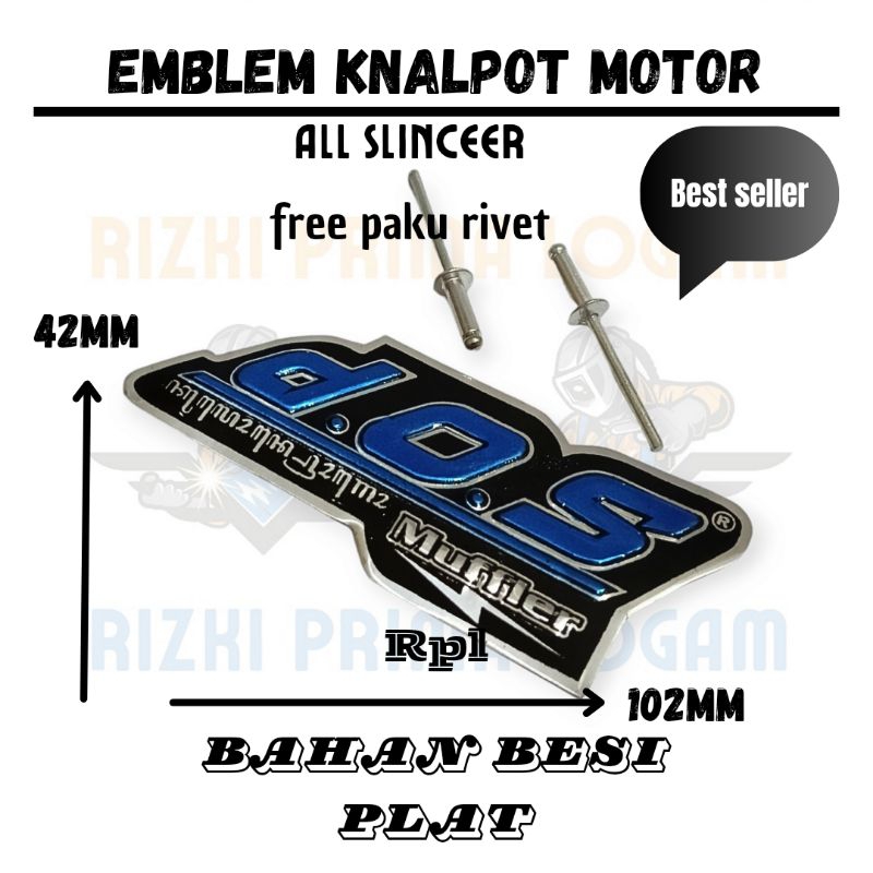Jual Emblem knalpot Timbul merek DOS MUFFLER free paku rivet | Shopee ...