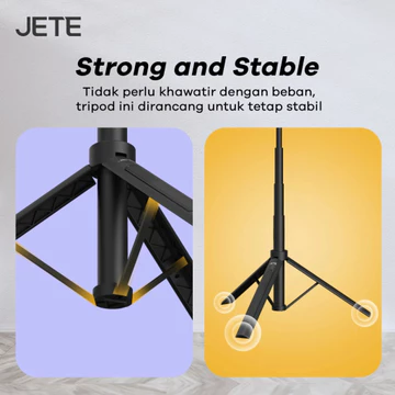 Jete H15 Multifungsi Tripod Tongsis Bluetooth Remote Selfie Stick 1.8M Rotasi 360° Bahan Metal