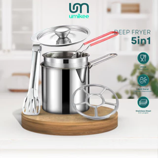 UMIKEE Deep Fryer 5 in 1 Multi Set Panci Rebus Penggorengan Stainless Steel Saringan Capitan Klip
