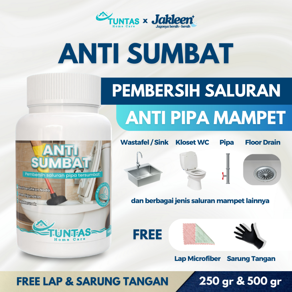 Jual TUNTAS ANTI SUMBAT Pembersih Saluran Pipa Anti Mampet Soda Api ...