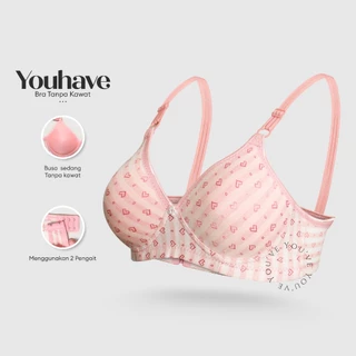 You’ve (YouHave) BH Wanita Bra Wanita Motif Hati Busa Tipis Tanpa Kawat 100095