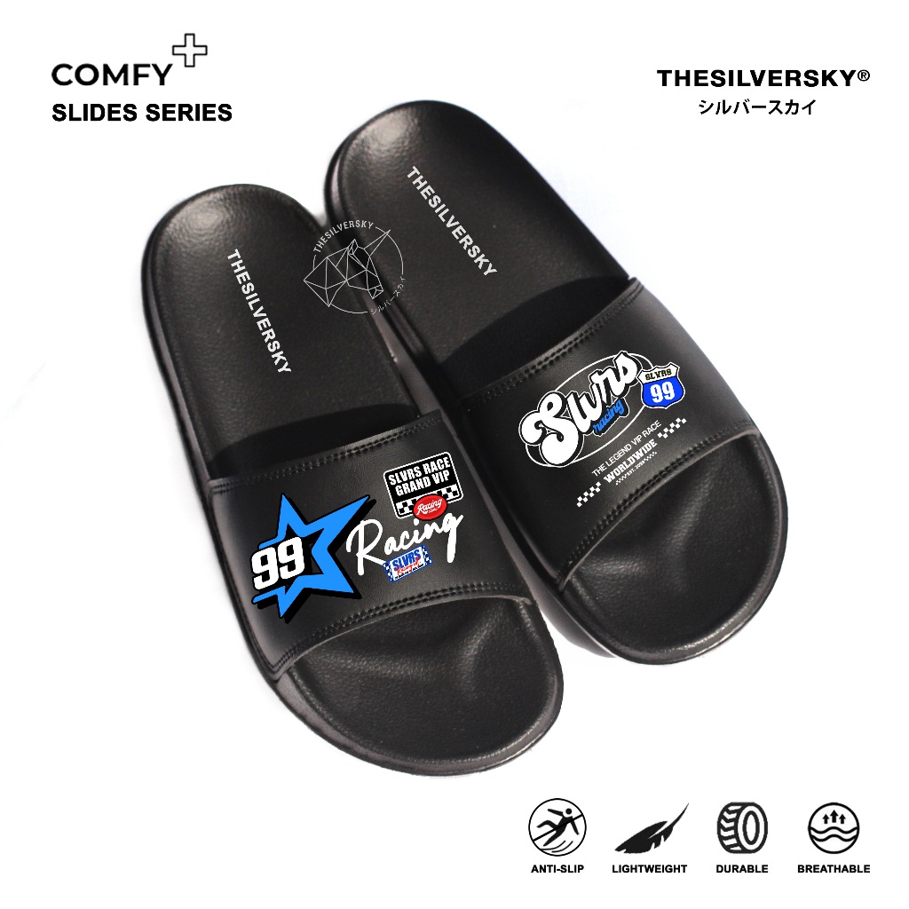 Jual Thesilversky Racing 99 Slides Sandal Premium | Slip On Pria Wanita ...