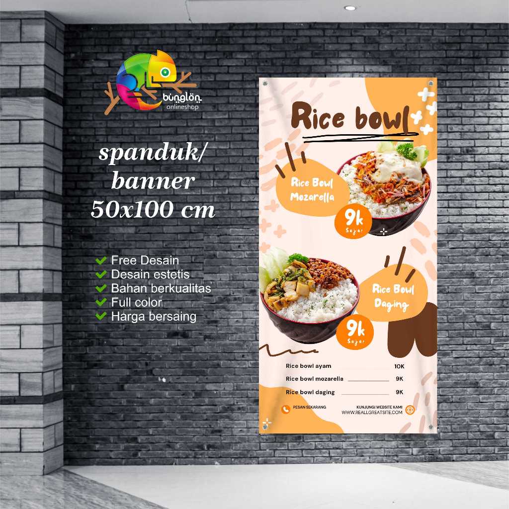 Jual Cetak Spanduk Banner Menu baru rice bowl | Shopee Indonesia