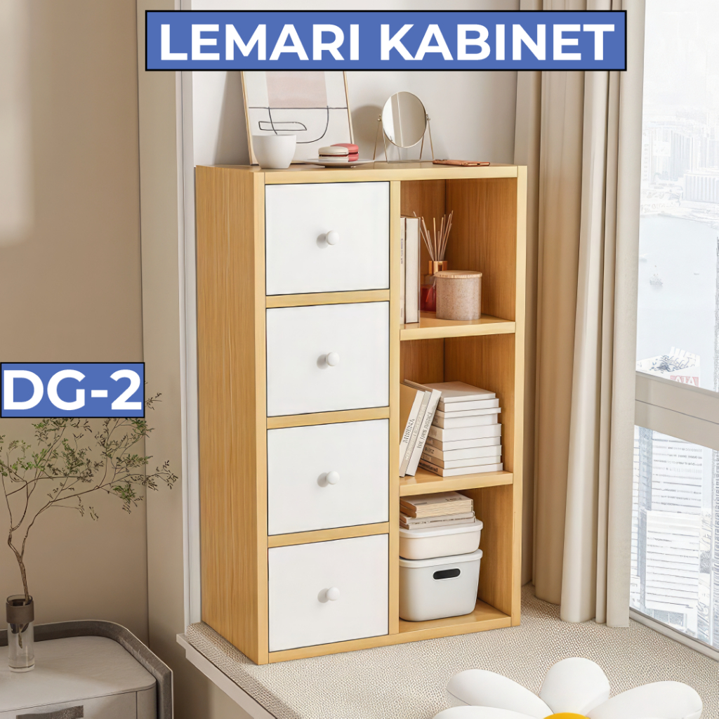 Jual Lemari Kabinet Kayu Rak Buku Pintu Kompartment Penyimpanan