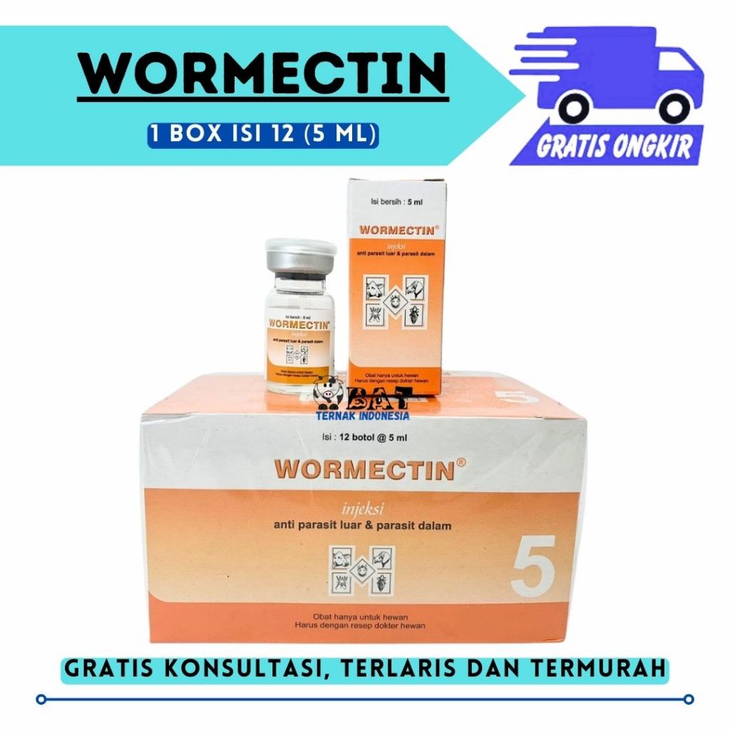 Jual 1 DUS WORMECTIN 2 ml 5 ml 20 ml ISI 12 BTL - Obat Jamur Parasit ...