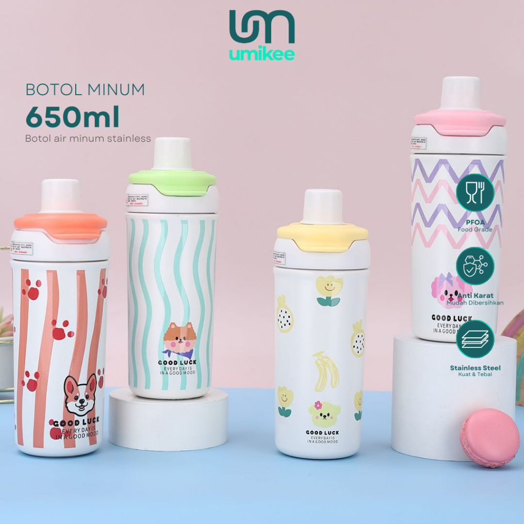 Jual UMIKEE Tumbler Aesthetic Botol Minum Vacuum 650ml Stainless Steel ...