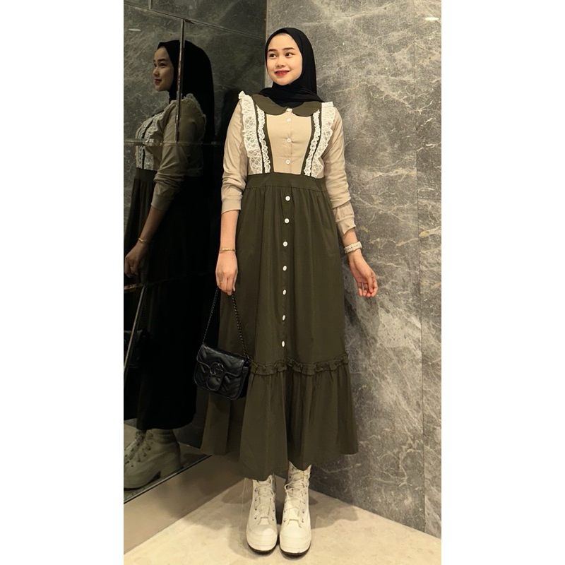 Jual dres poplin kombinasi warna model rumbai
