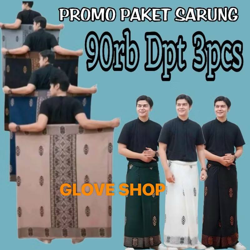 (Terlaris) 3pcs 90ribu Sarung Batik Dewasa Remaja Pria Wanita Motif Sarwon Viral Kekinian Katun Poly