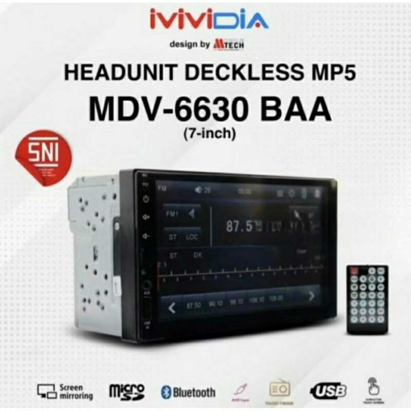 Jual Head Unit Double Din Deckless 7 inch MVIDIA MDV-6630 Full Glass ...