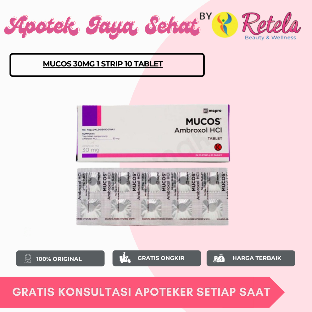 Jual MUCOS 30MG 1 STRIP 10 TABLET/ AMBROXOL/ PENGENCER DAHAK | Shopee ...