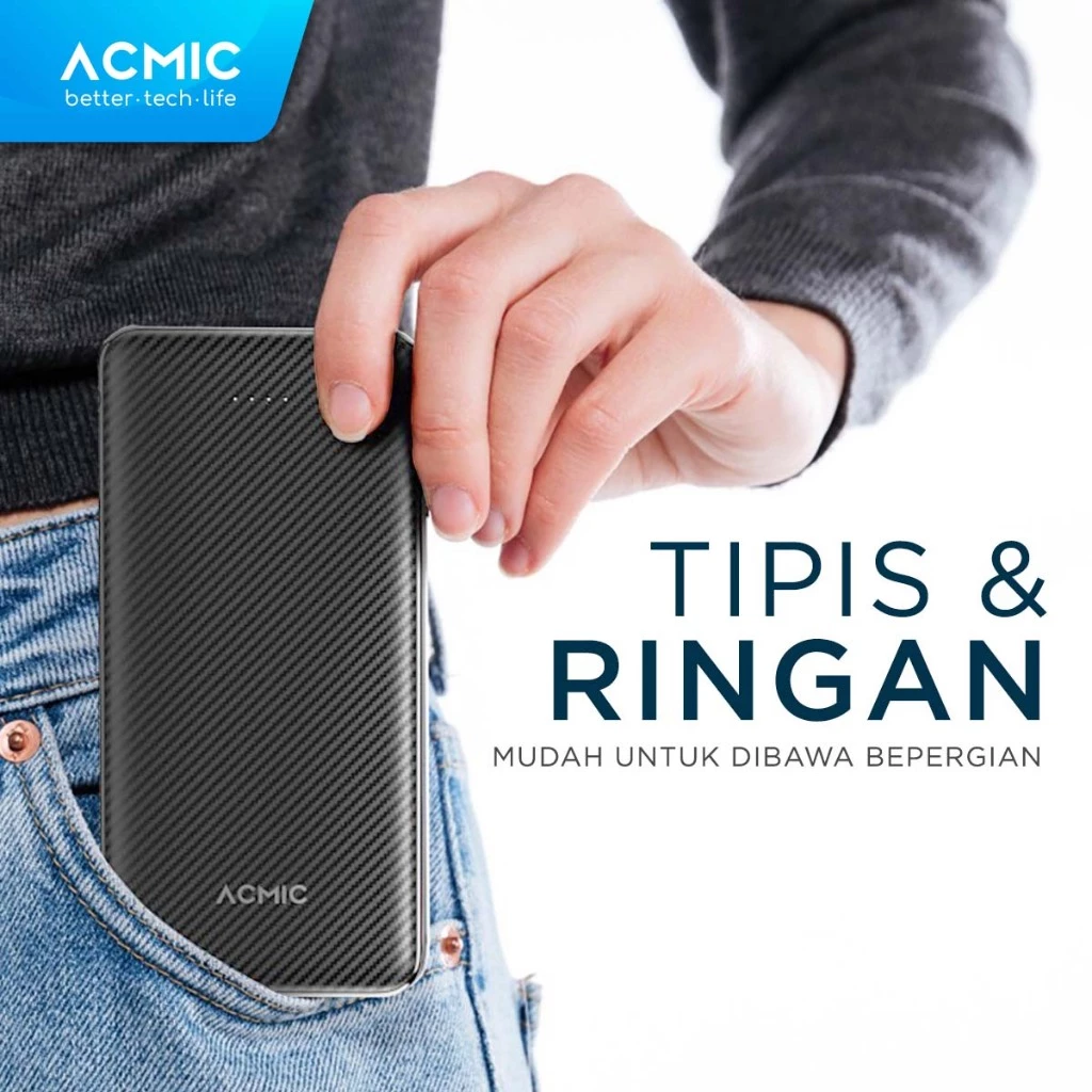 ACMIC C10e 5000 - 10000mAh Slim PowerBank 12W Type C Fast Dual USB Charge