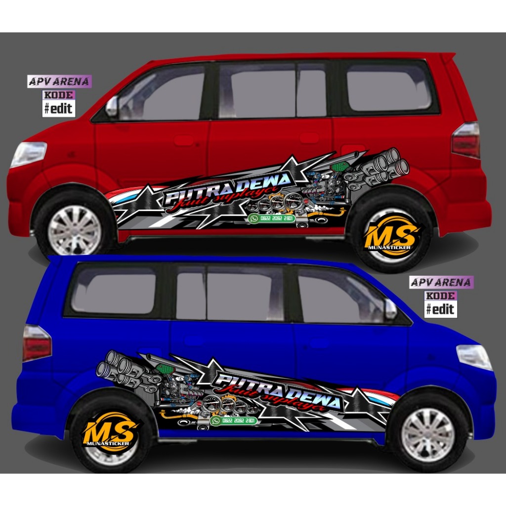 Jual sticker decal mobil apv arena, avanza, pajero sport, innova ...