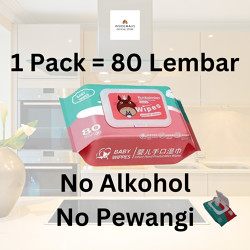 1 Bungkus Tisu Basah Non Alkohol & Parfum Bersih Minyak & Noda, Aman untuk Mulut & Tangan, COD Promo