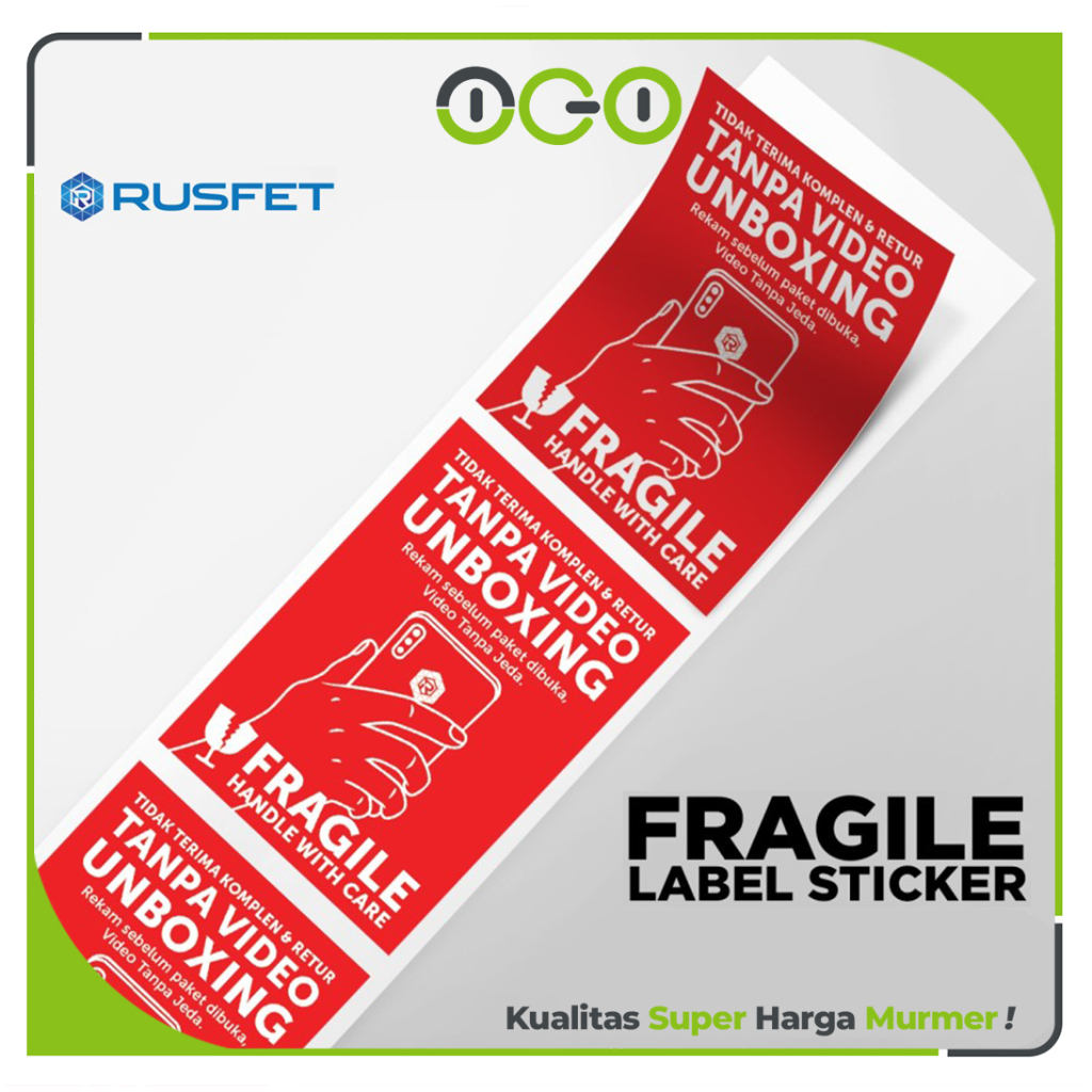 Jual Stiker Sticker Fragile Unboxing 200pcs dan 500pcs Per Roll Rusfet ...