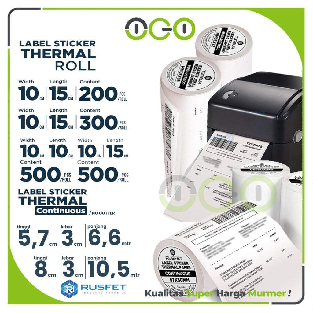 Jual Sticker Paper Label 10cm x 10cm - 500 Pcs Thermal Kertas Termal ...