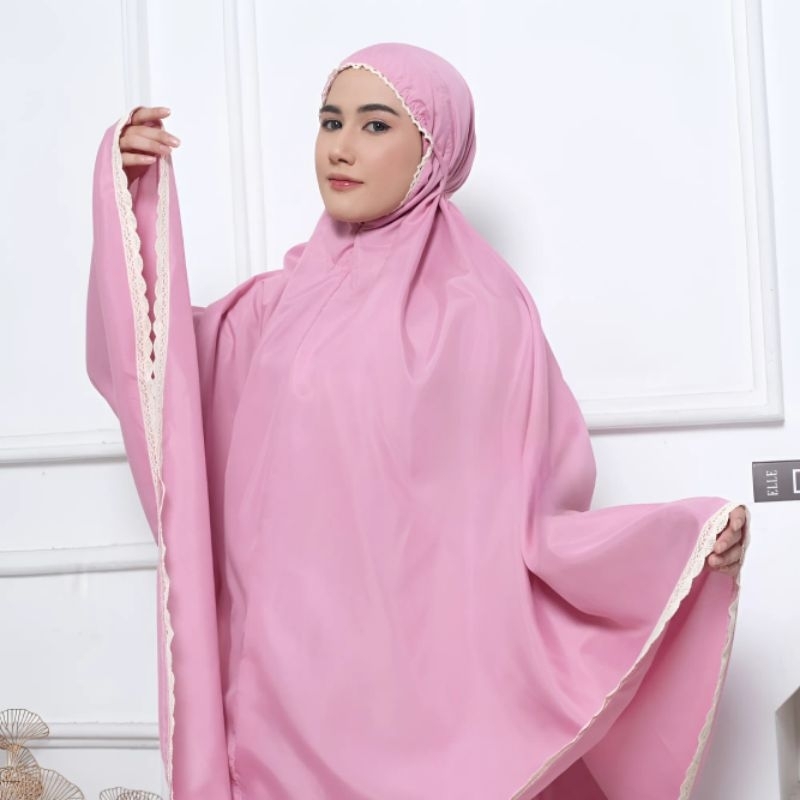 Jual Naziba - Mukena Dewasa Katun Polos Jumbo 2in1 Traveling Renda ...