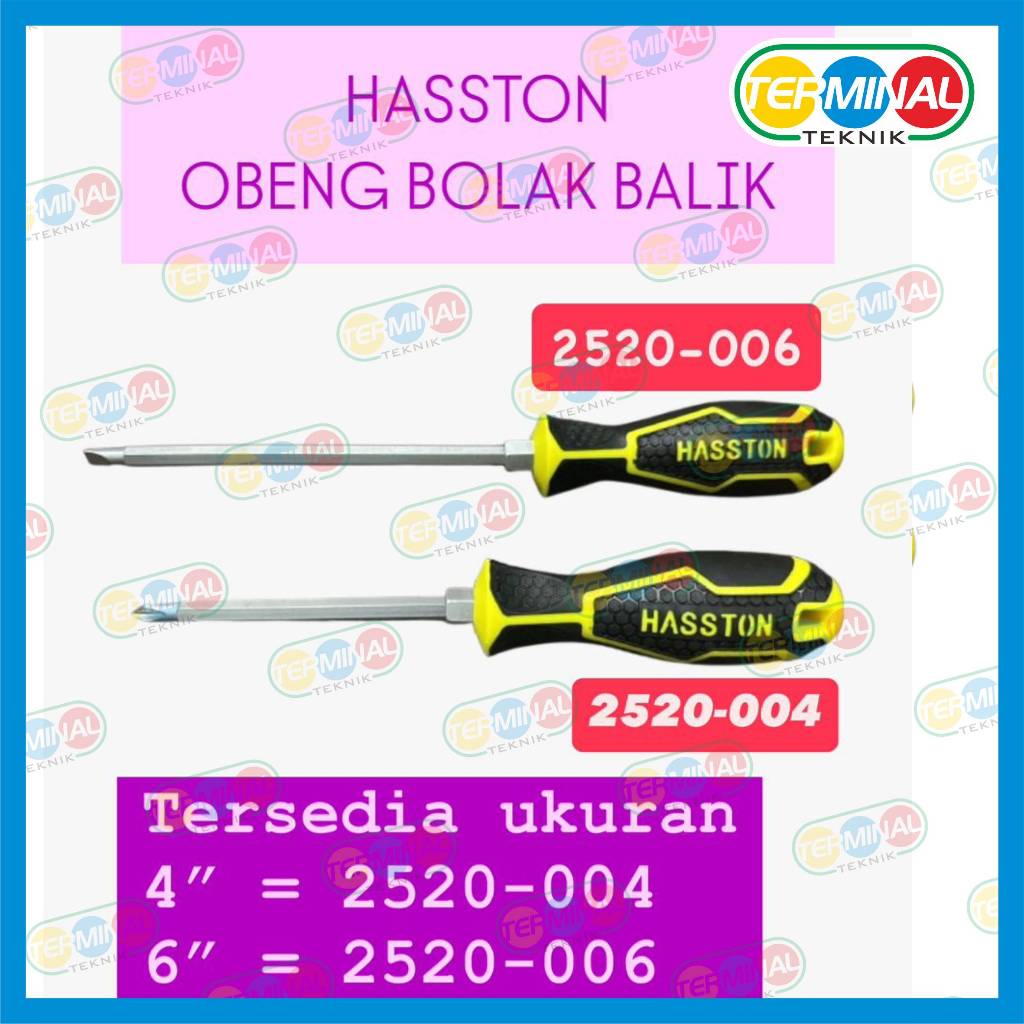 Jual Obeng Hasston Bolak-balik Gagang Karet Plus Minus 2 in 1 Obeng 2 ...