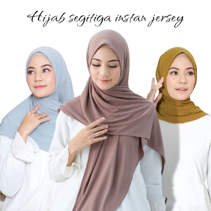 Jilbab Segitiga Instan Jersey Premium|Kerudung Instan Segitiga Oval|Hijab Instan
