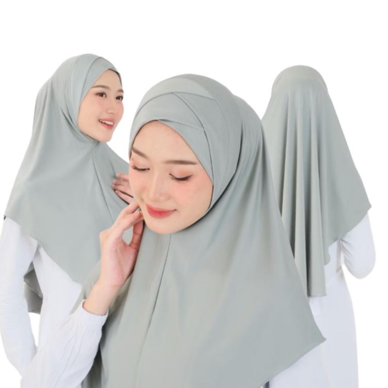 enuariofficial - Hijab Instan Bergo Yura Jilbab khimar Malay Non Pet Silang Jersey