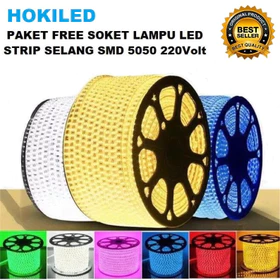 Lampu Selang Led Strip Smd 5050 220V Paket 1 10 Meter Free Soket 1Pcs (Sudah Pasang Soket) Ac