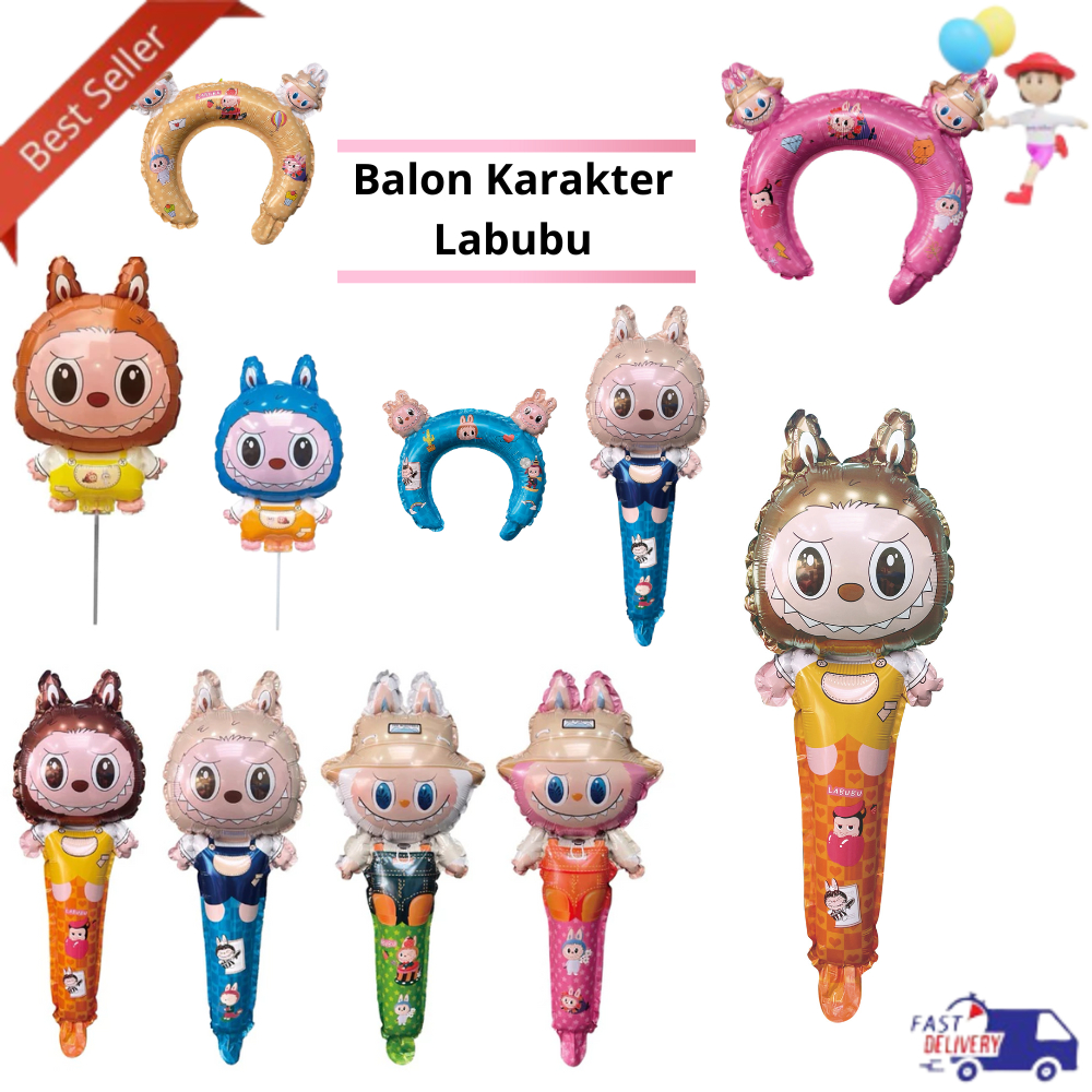 Jual Balon Bando Motif Labubu / Balon Pentungan Labubu / Balon Foil ...