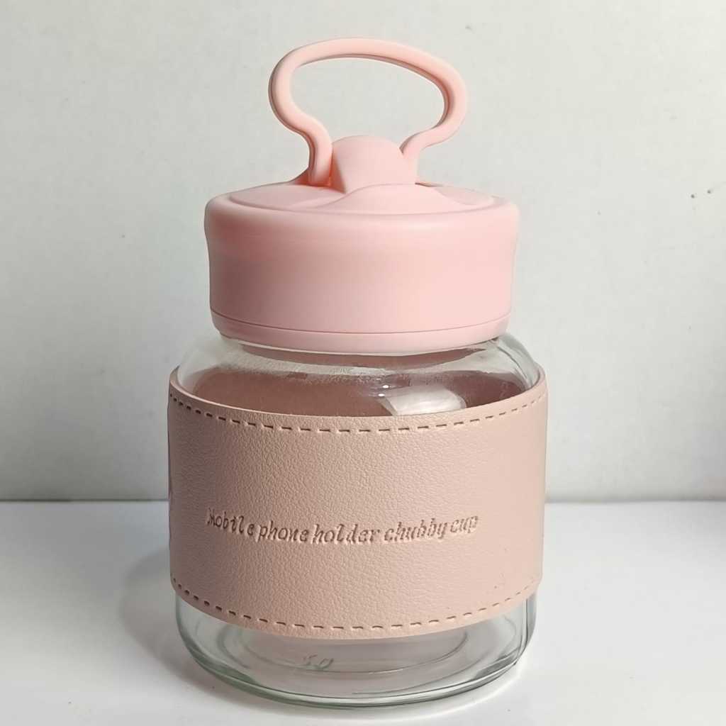 Jual Botol Kaca Lucu Chubby Mobile Phone Holder Cup Dengan Sleeve 300ml ...