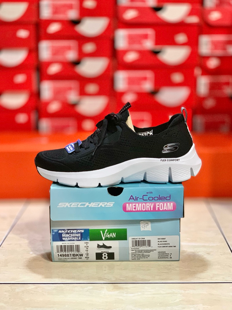 Jual SKECHERS FLEX COMFORT - GRIND TIME 149887/BKW ORIGINAL 100% RESMI ...