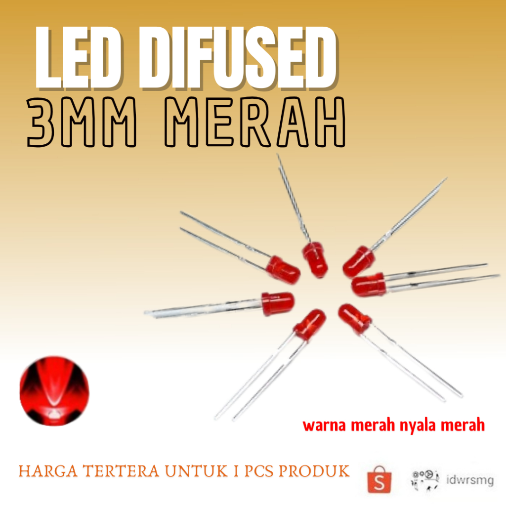 Jual LED 3mm Diffused Merah Red Lampu Led 3 mm Warna Merah | Shopee ...