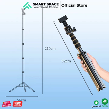 SMACE PX 2 Tripod Tinggi 2 1 Meter Include Holder Mini Ball Head Untuk Hp Ringlight Kamera