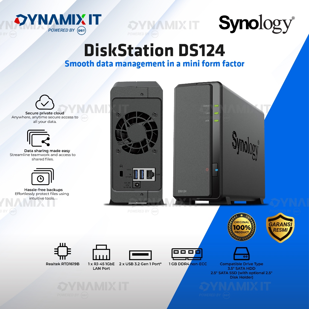 Jual Synology NAS DiskStation DS124 1-Bay Personal Cloud NAS Storage ...