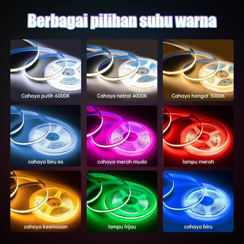Jual Strip lampu LED COB12V Lampu LED strip lampu ruangan COB kecerahan ...