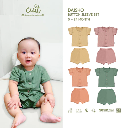 Setelan Anak Bayi Kancing Tangan Pendek