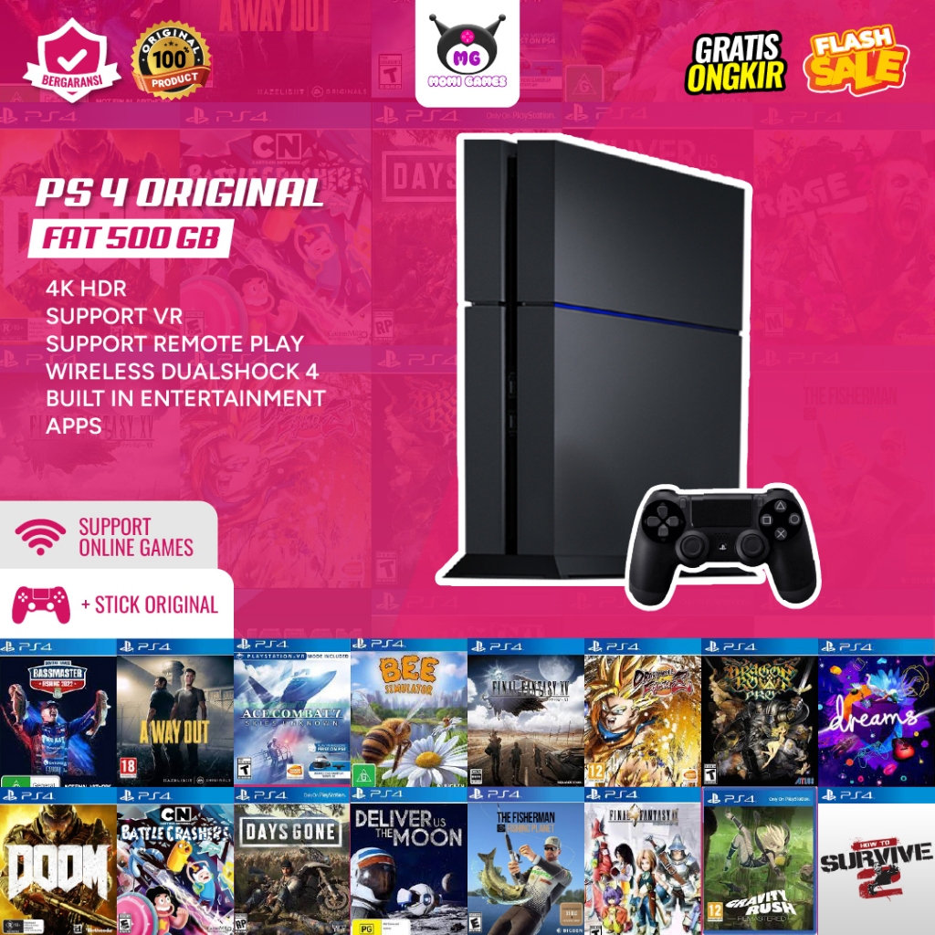 PS4 PS Original Sony Second Fat Slim Pro 1TB 500GB Free Games Original  PSN Permanen EA Play Garansi Tahun