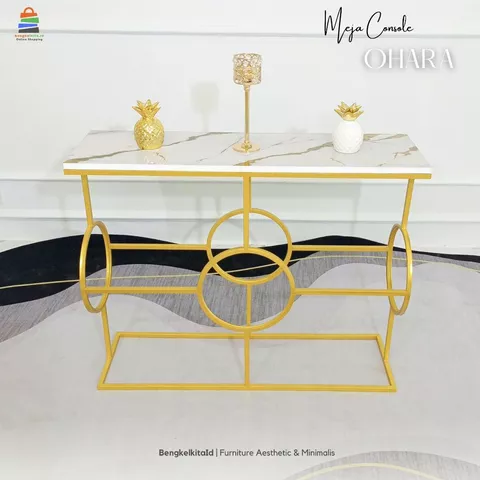 Meja Console Aesthetic Meja Hias Minimalis - MEJA OHARA - Foyer Besi Holo Cat Duco Mewah